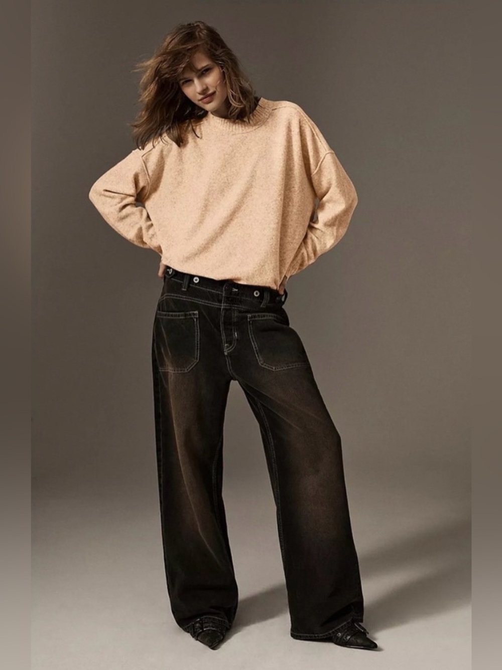 Free People Palmer Cuffed Jeans in Chalkboard - size 31